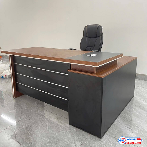 Bàn giám đốc chữ l vân gỗ 1m4 x 1m2