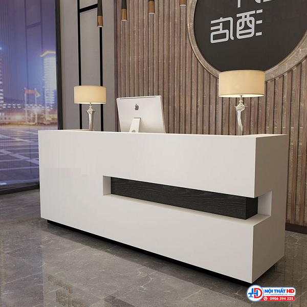 Quầy lễ tân văn phòng 2m màu trắng