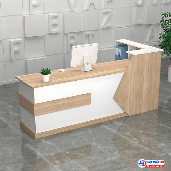 Quầy lễ tân văn phòng vân gỗ 1m6