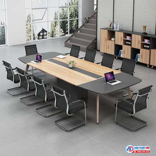 Bàn họp 10 chỗ ngồi 3m chân oval