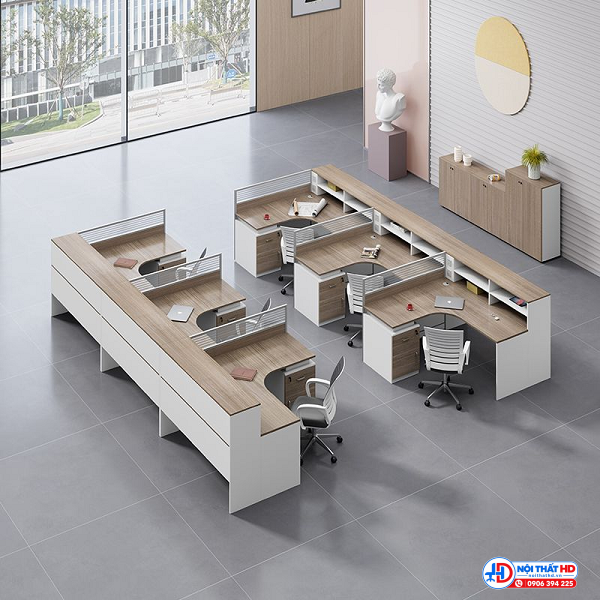 Cụm bàn làm việc 3 chỗ chữ l
