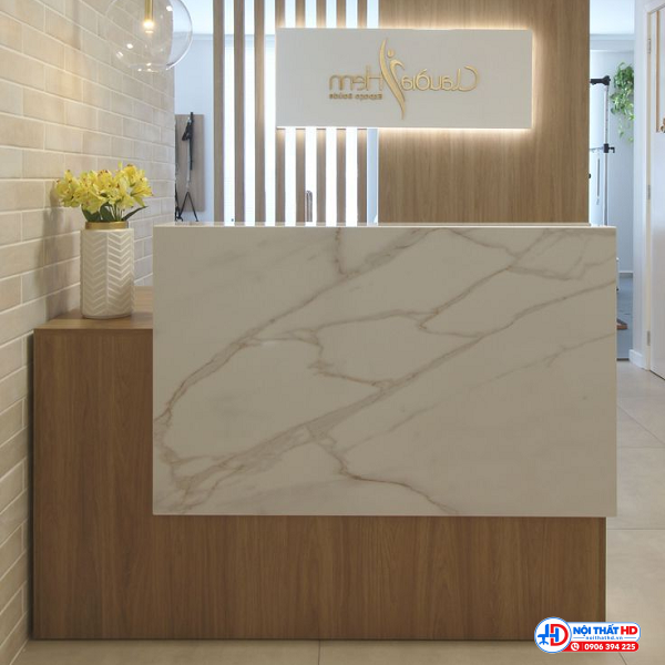 Bàn lễ tân 1m2 vân đá lthd009