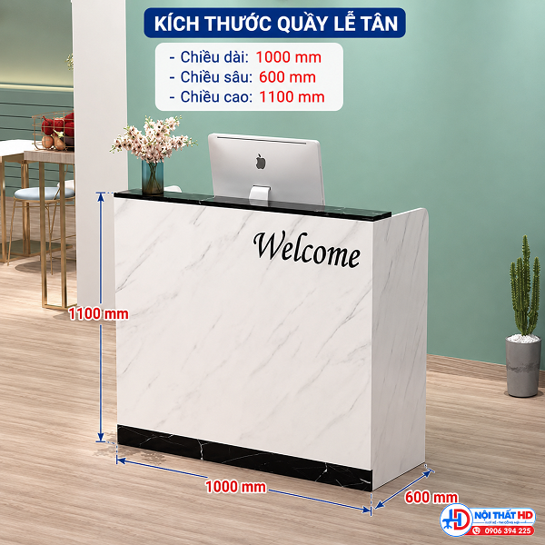 Thông số quầy lễ tân mini 1m