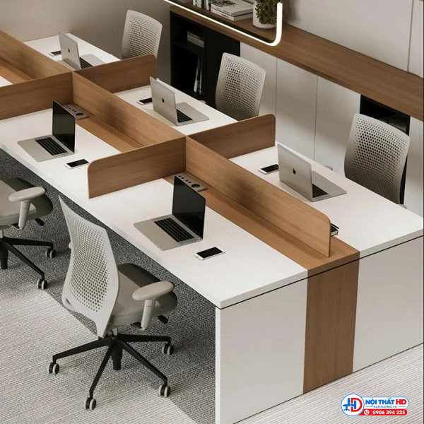 Bàn làm việc 6 người ngồi có vách ngăn