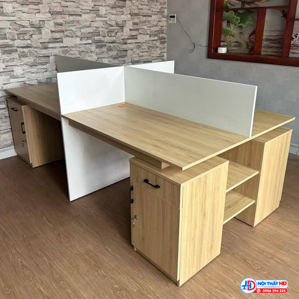 Bàn làm việc văn phòng 4 người có hộc tủ - Ảnh 2