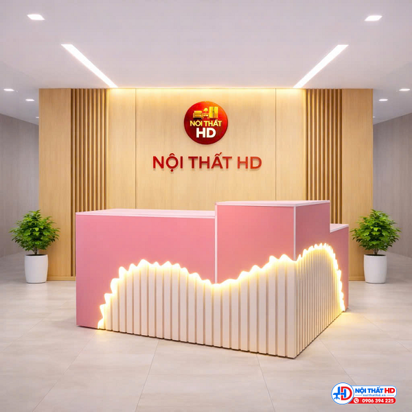 Quầy lễ tân spa chữ l 1m6