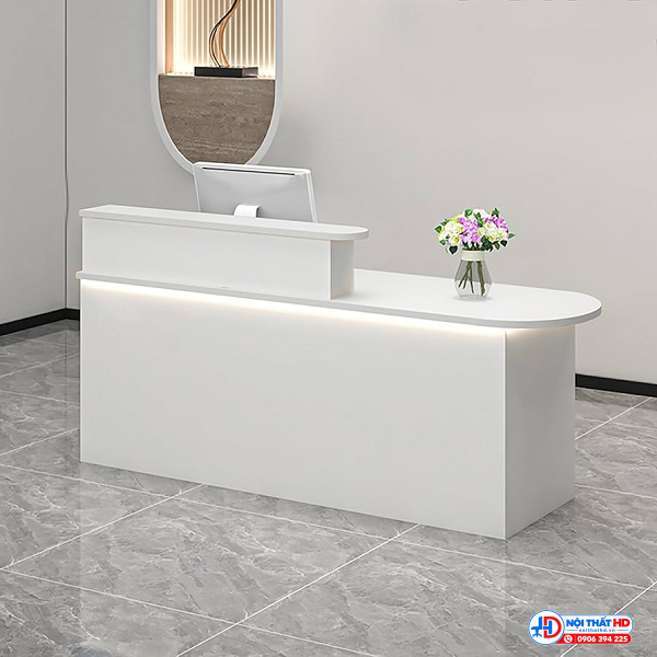 Quầy lễ tân văn phòng 1m6 màu trắng lthd057