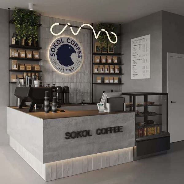 Quầy pha chế cafe chữ l 1m4 x 1m4 pch03