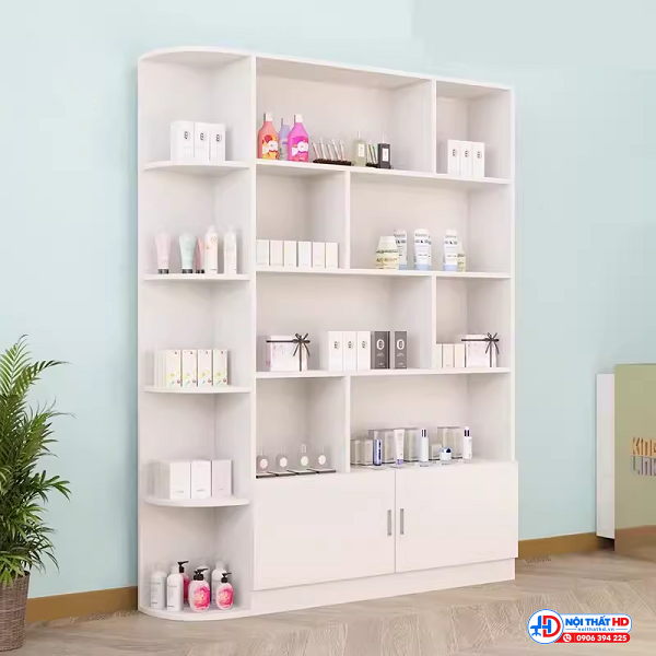 kệ trưng bày góc 1m2 màu trắng tbhd039