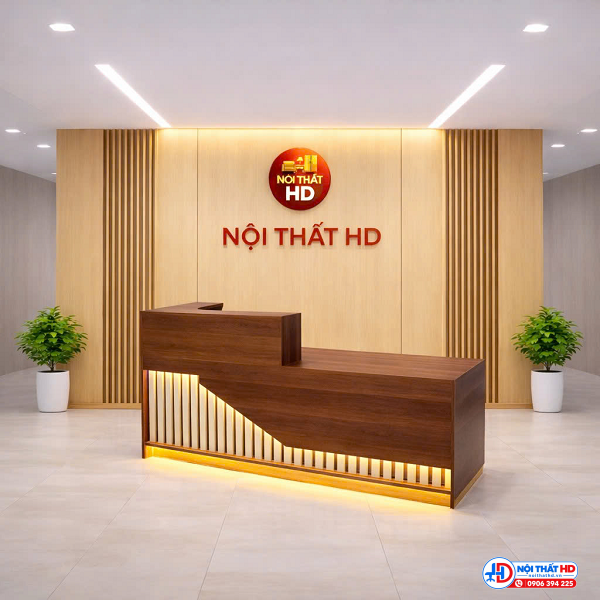 Quầy lễ tân có đèn hiện đại 1m4 lthd060