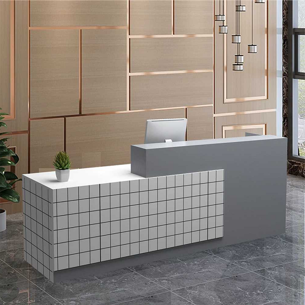 Quầy lễ tân đơn giản 2m màu vân gỗ lthd066 - Ảnh 2