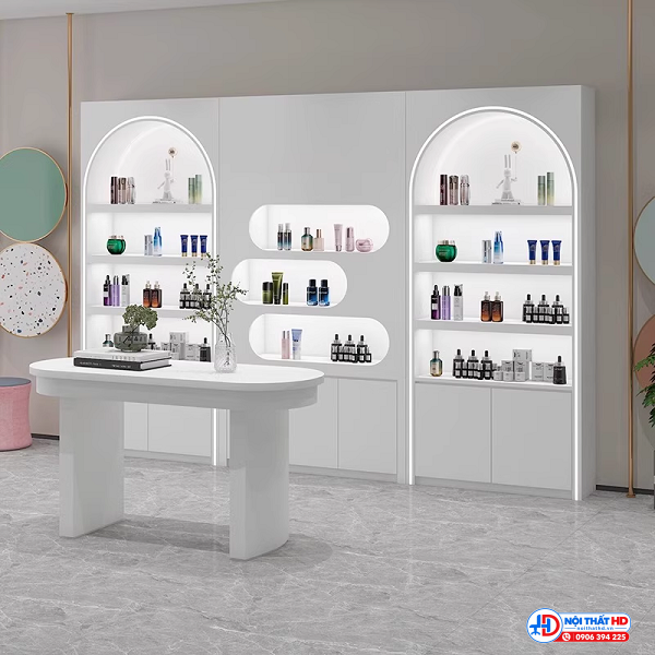 Tủ kệ trưng bày mỹ phẩm spa cao cấp 3m x 2m tbhd031