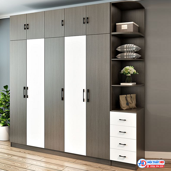 Tủ quần áo 5 cánh kèm kệ trang trí 2m x 1m6 tahd03