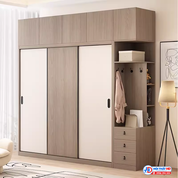 Tủ quần áo cửa lùa có hộc tủ nóc tahd09
