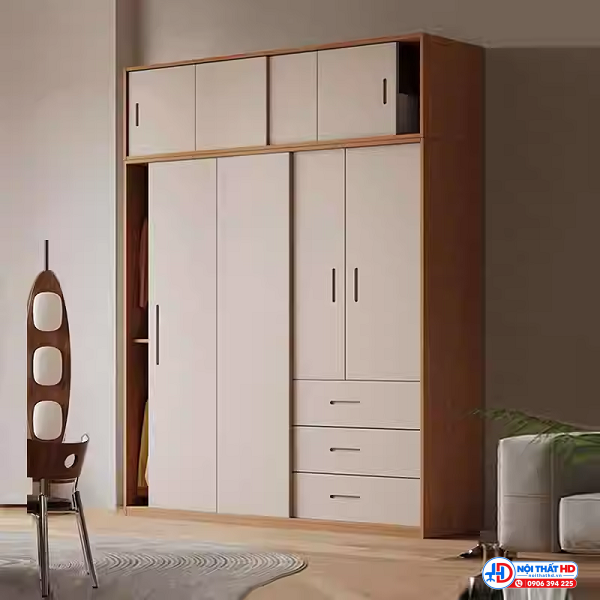 Tủ quần áo cửa lùa phối 2 màu 1m6 tahd010