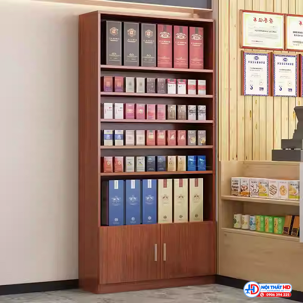 Tủ trưng bày đứng gỗ mdf 60cm x 2m tbhd057