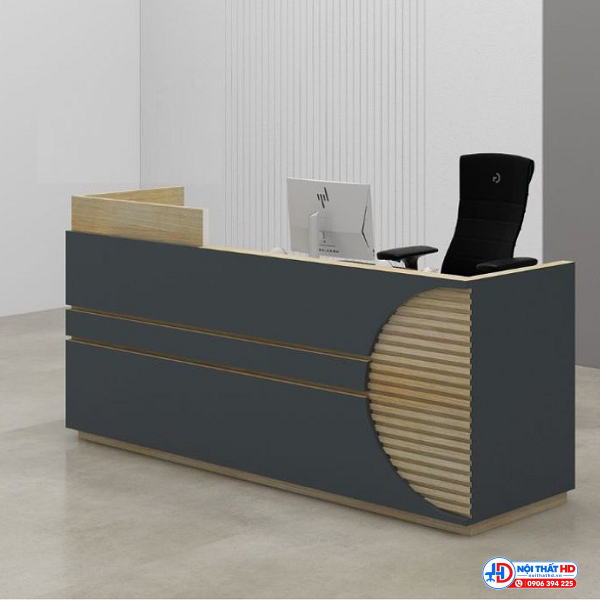 Quầy lễ tân chữ u lam sóng 1m8 lthd091