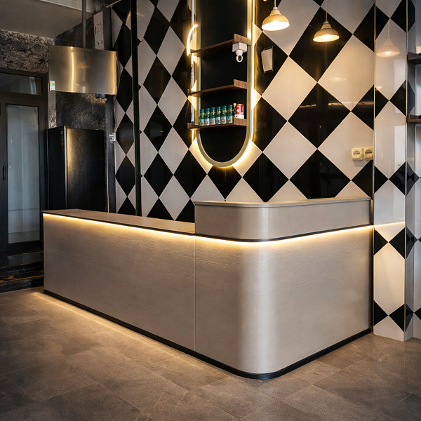 Quầy pha chế bo cong chữ l pch019