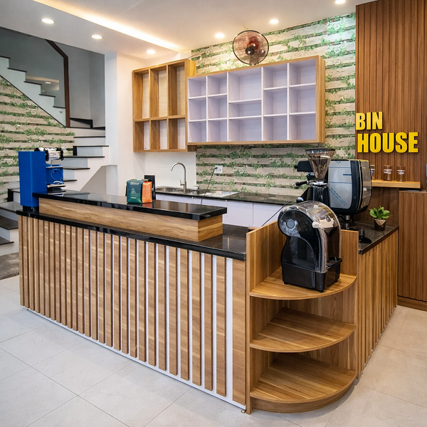 Quầy pha chế cafe chữ l pch017