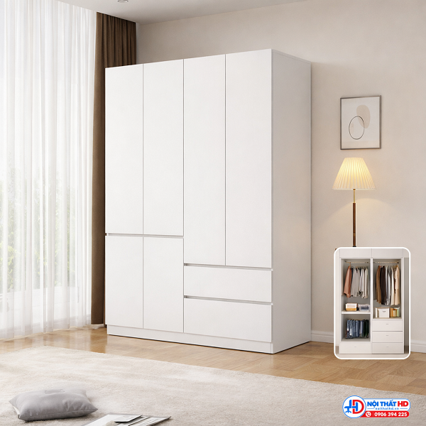 Tủ quần áo 1m4 hiện đại tahd014
