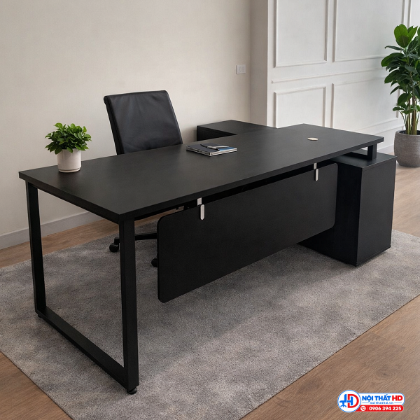 Bàn giám đốc chữ l chân sắt bgd019
