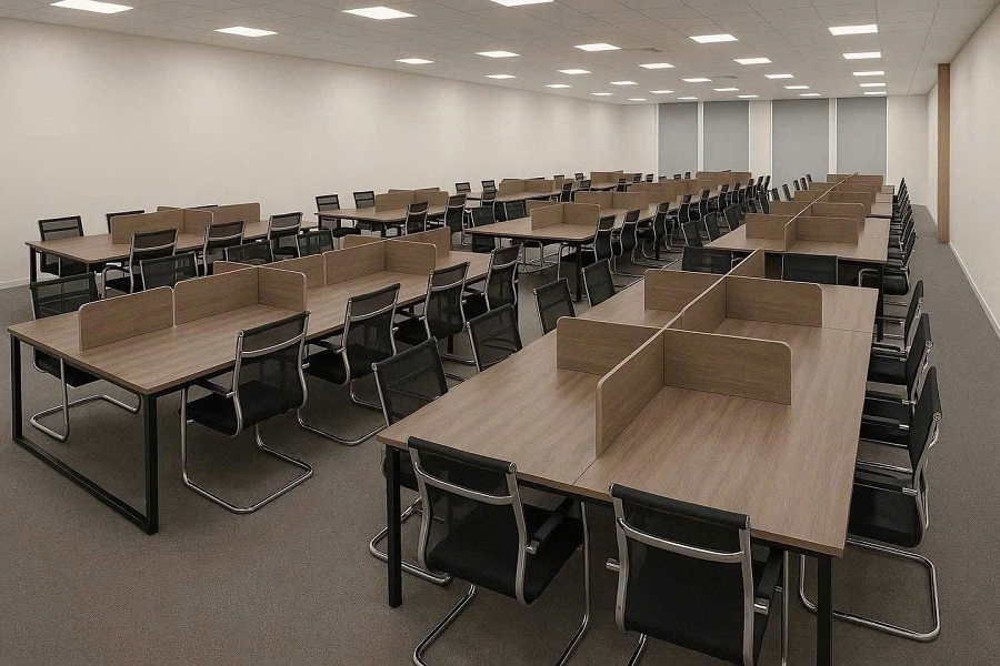 Cụm bàn làm việc cho nhân viên được lắp ráp tại Nội Thất HD