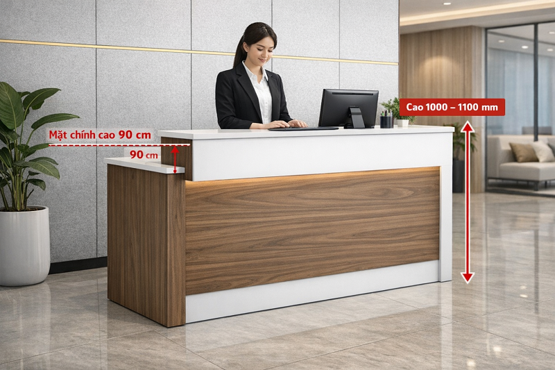 Kích thước quầy lễ tân đứng