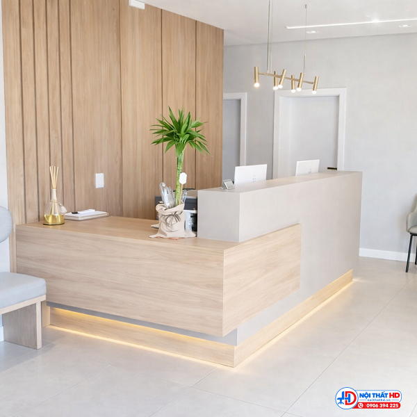 Quầy lễ tân chữ l hiện đại 1m8 x 1m6