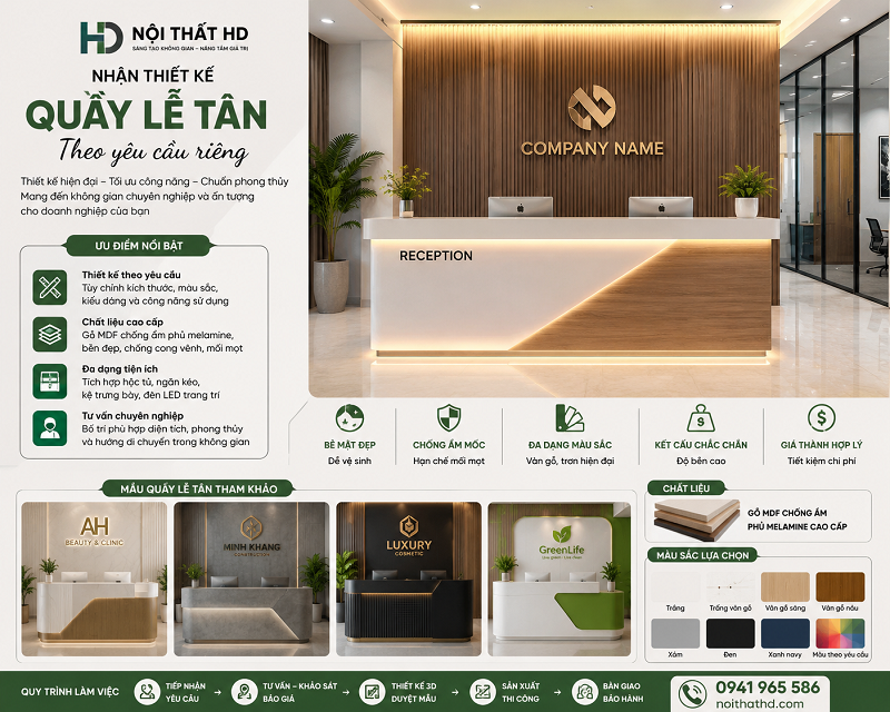Thiết kế quầy lễ tân theo yêu cầu