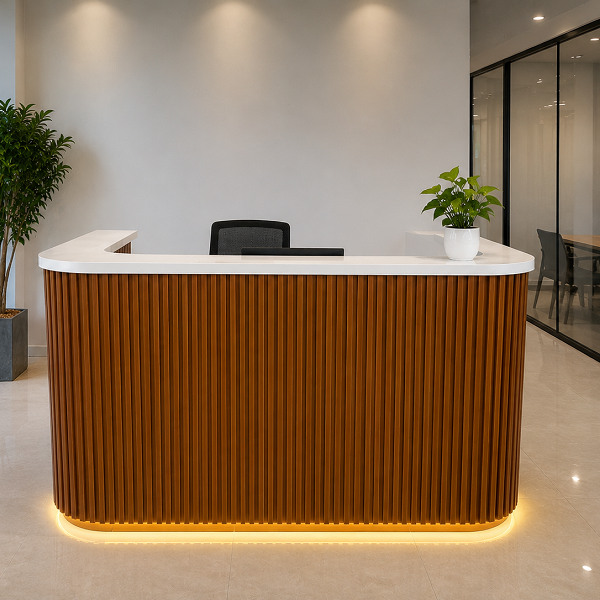 Quầy tiếp tân bo cong lam sóng 1m8 lthd135