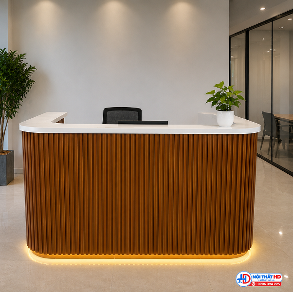 Quầy tiếp tân bo cong lam sóng 1m8 lthd135