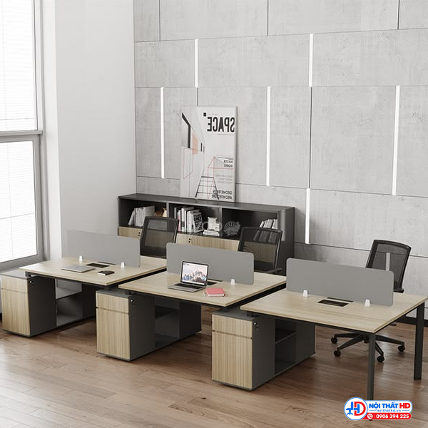 Bàn làm việc 6 người có hộc tủ bphd038
