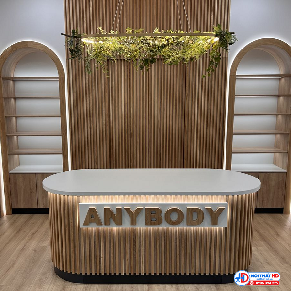 Bàn thu ngân 1m2 bo cong lam sóng tnhd072