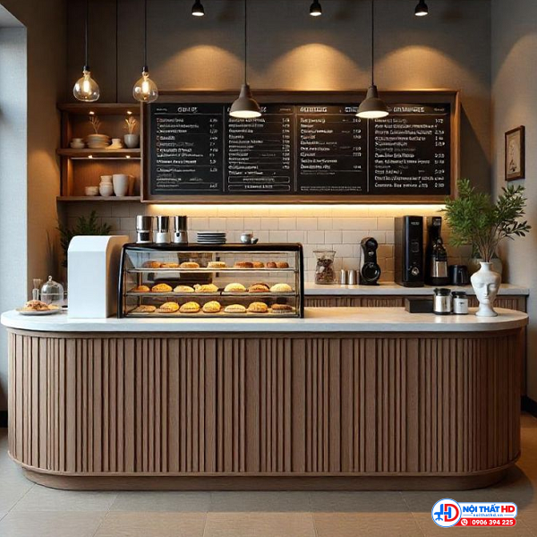 Quầy pha chế mặt đá bo cong pch036
