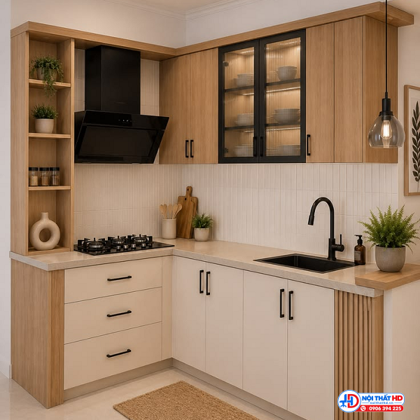 Tủ bếp chữ l mini giá rẻ tb01